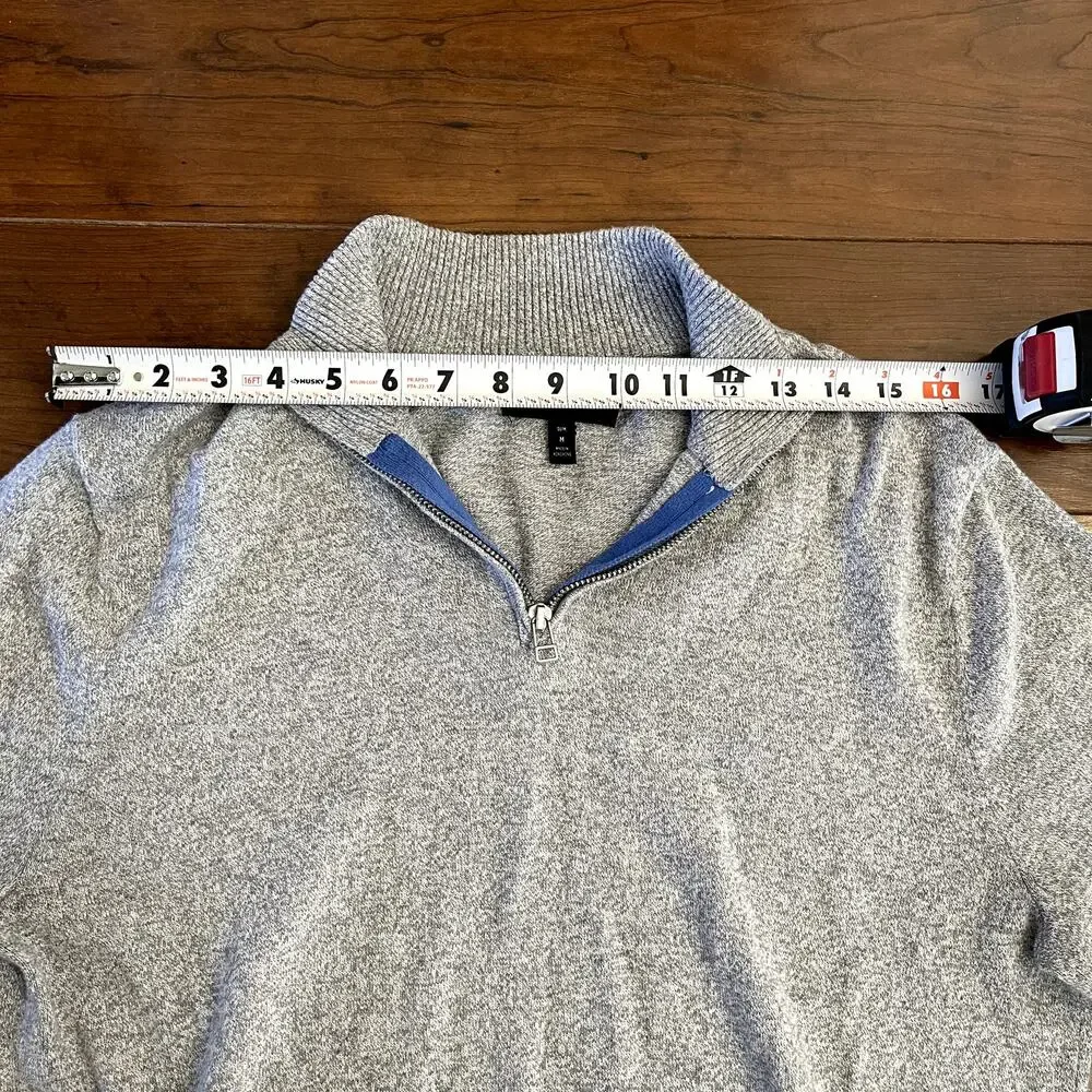 Bonobos Sweater Mens Medium Slim CASHMERE Blend 1/4 Zip Pullover Gray Classic - Picture 5 of 8